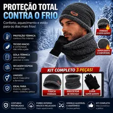 Kit Touca, Cachecol e Luva, Tipo Lâ Pelinho para Inverno Confortável Inverno Masculino Feminino Liso