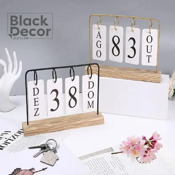 Calendário de Mesa Permanete Decorativo com Plaquinhas Casa Escritórios.