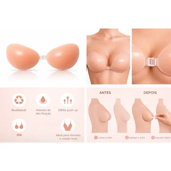 Sutiã Adesivo de Silicone Invisível Autocolante Aumenta E Levanta Seios Push Up（ensacado）