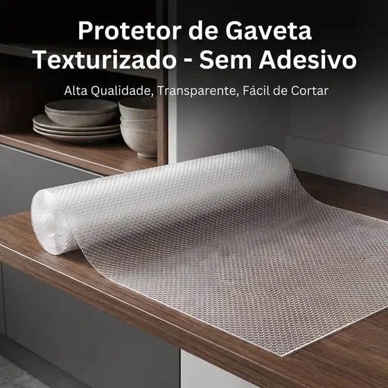 Forro Antiderrapante Para Armário, Gaveta, Geladeira e Guarda Roupas - Transparente Anjin Imports