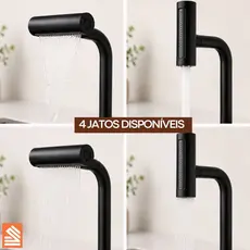 Torneira Cascata Com rotação 360° Extensível- 4 funções em 1-Bico de Alta Pressão Envio Imediato- Preto Fosco- De Parede