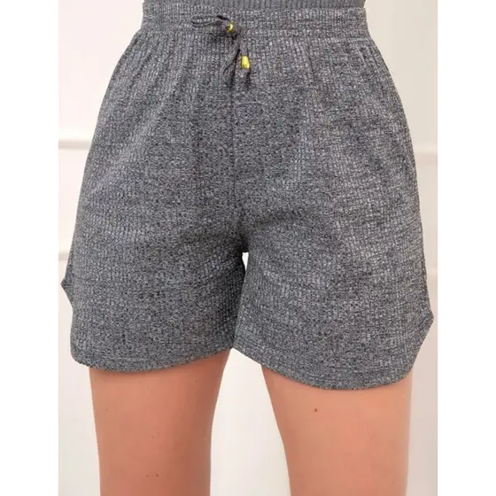 Short Canelado Com Elastano Tecido Mole Super Confortável