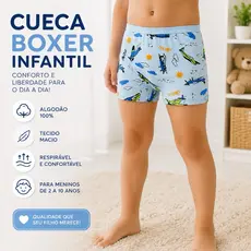 Kit até 12 Cueca Boxer Infantil Menino 2 a 10 Anos Conforto Premium