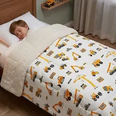 COBERDROM Infantil TRATORES Dupla Face Cobertor Edredom Flannel Macio e Sherpa Fofinha