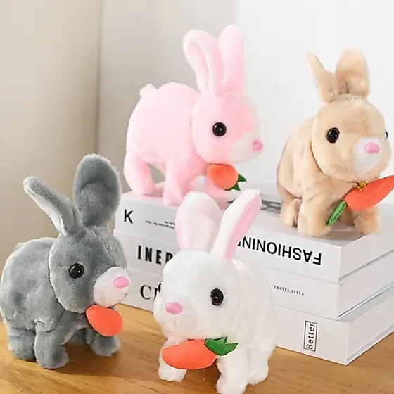 Brinquedo Bichinho Coelho Pelúcia Coelhinho Elétrico Infantil Para Caminhar e Pular