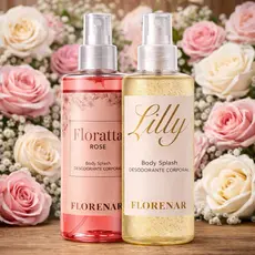 Kit 2 Body Splash Feminino Perfumado Encanto Lily + Florata Rose Presente Cheiroso Longa Duração