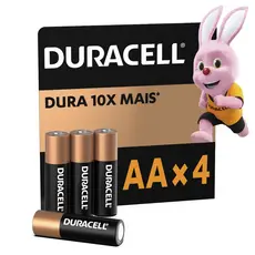 Pilha Alcalina AA Pequena Duracell Com 4 Unidades