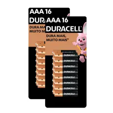 Kit Pilha Alcalina AAA com 16 Unidades 2 Cartelas - Duracell