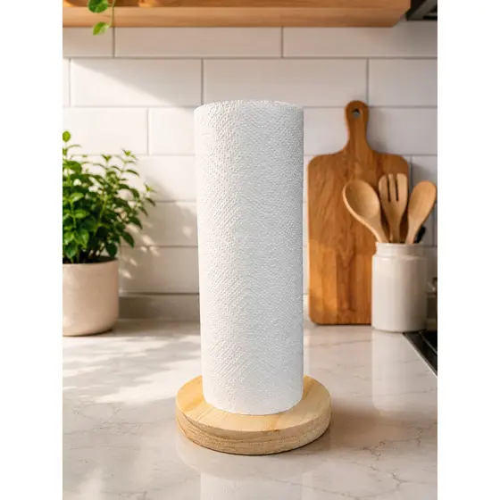 Suporte Porta Papel Toalha Bambu Organizador Cozinha Porta Rolo Papel Toalha