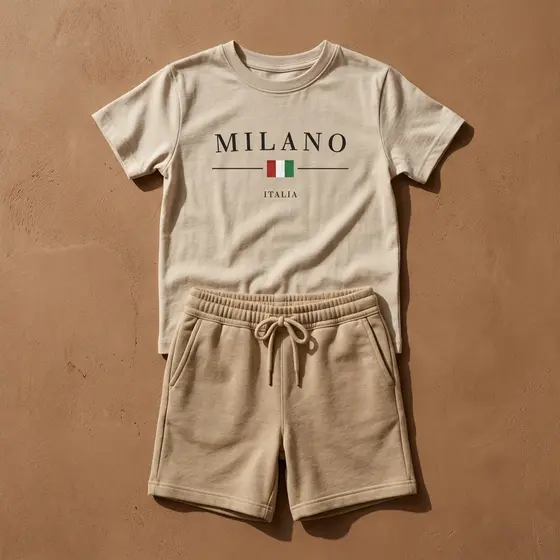 Kit Camiseta Infantil Milano e Short Moletinho