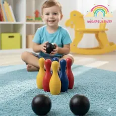 Jogo De Boliche Infantil com 6 pinos e 2 bolas Cores Primárias