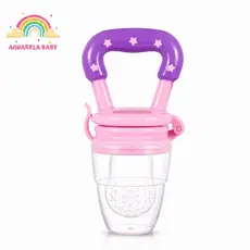 Chupeta  Mordedor Alimentadora Bebê De Silicone Porta Fruta Azul e Rosa