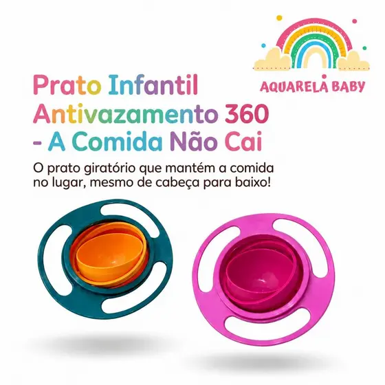 Prato Infantil 360° Antivazamento Giratório