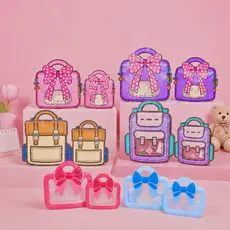 10 Sacos Embalagem Lembrancinha Aniversário Estilo Mochila e Bolsa com Laço Fofo YH8163 .64.65