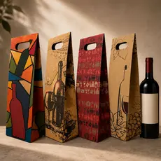 Kit 12/24/36 Sacolas De Papel Kraft Para Vinho Garrafa Cerveja Artesanal Reforçada Presente