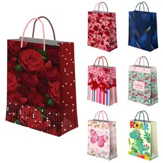 Kit 12/24/48 Sacolas Para Presente Grande Decorada 38x24x7 Varios Temas