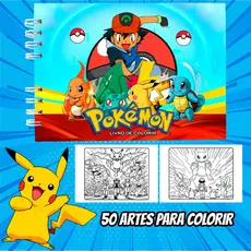 Livros de Colorir Coloring Book Pokemon Capa Dura Folha 180g Acompanha Acetato