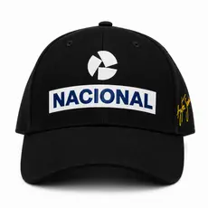 Boné Nacional Ayrton Senna Aba Curva Premium Formula 1 Preto Azul Esportivo F1 Piloto Corrida Coleção