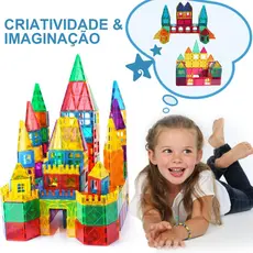 BRASTOY 65 Peças de Blocos de Montar Magnéticos 3D  Educativos e Inteligentes  Lindo Presente para Crianças