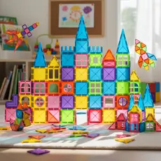 BRASTOY Kit de Blocos Magnéticos para Crianças com 120 Peças – Coloridos com Textura Fosca