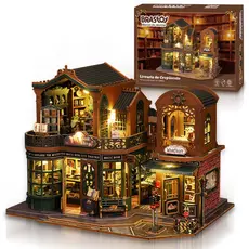 Paisagem em miniatura Blocos de montar de madeira DIY com luzes Decoração requintada Presente