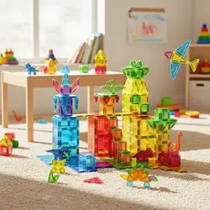BRASTOY Blocos Magnéticos Para Montar Dinossauro 108 Peças STEM Educativo Montessori para Crianças