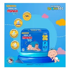Fralda Turma da Mônica Baby Mega P 62un - Absorção 12h + Anti Vazamento