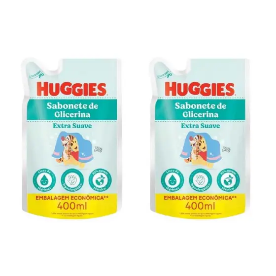 Refil Sabonete Glicerina Extra Suave Huggies 400ml – Economia de Verdade + Hidratação Poderosa! 💧