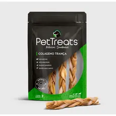 Petisco Para Cachorro Colágeno Bovino Trança Snacks 3 UN