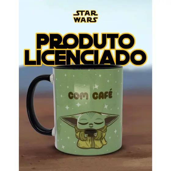 Caneca Cerâmica 350ml Baby Yoda Star Wars Mandalorian Zona Criativa Presente Geek Oficial Grogu