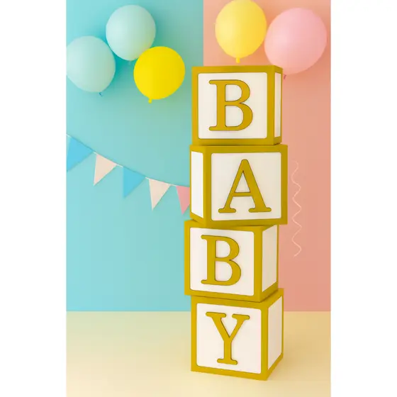 Cubos Baby Decoração Chá Revelação Festa Infantil Mdf Branco