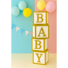 Cubos Baby Decoração Chá Revelação Festa Infantil Mdf Branco