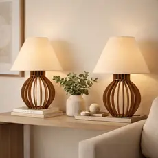 Kit 2 Abajur Clássico Cabeceira Criado Mudo Quarto Madeira Marrom Decoração