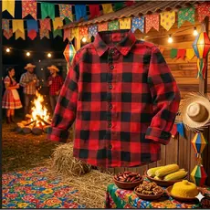CAMISA XADREZ FLANELADA MENINO LUXO FESTA JUNINA SÃO JOÃO CASUAL