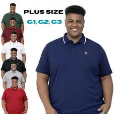 Camiseta Polo Plus Size G1 G2 G3 100% Algodão Camisa Extra Grande