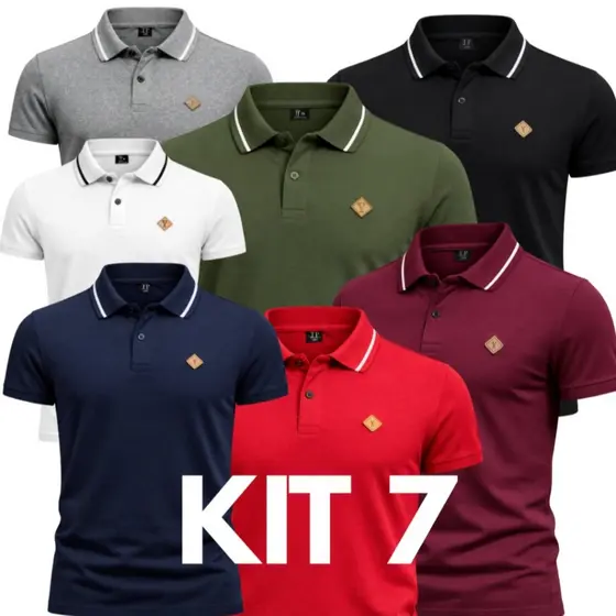 Kit De 7 E 3 Camisa Masculina Polo 100% algodão P Ao G3 Camiseta Para Homem Varias Cores P Extra GG