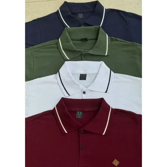 Kit 4 Camisetas Masculinas Gola Polo Basica 100% Algod茫o Para Homem