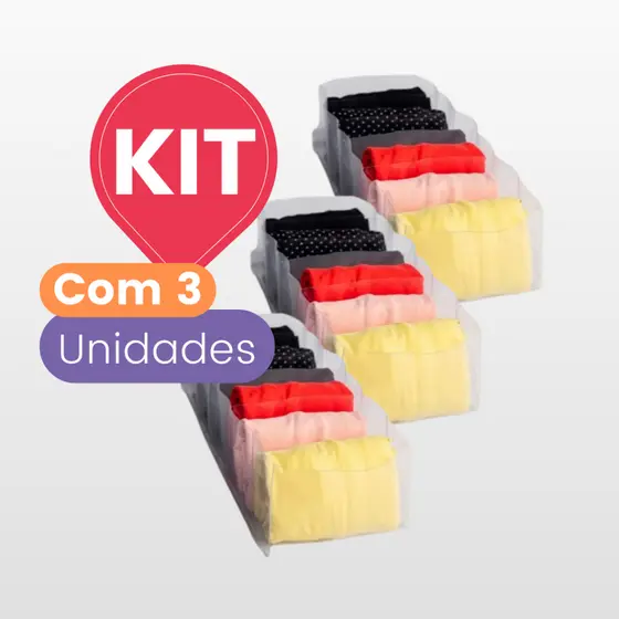Colmeia Organizadora para Gavetas 100% Transparente - P 10x15x40 Kit com 3 unidades - 6 nichos