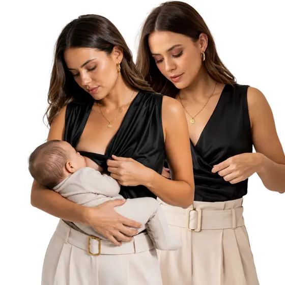 Blusa Amamentação Feminina Regata Gola Boba Polimicro Suplex Premium Soltinha Elegante Confortável
