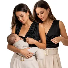 Blusa Amamentação Feminina Regata Gola Boba Polimicro Suplex Premium Soltinha Elegante Confortável