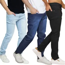 Kit Calças Jeans Masculinas – Claro / Médio / Preto
