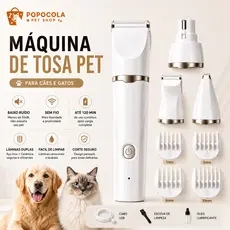 Máquina de Tosa Pet Sem Fio Aparador de Pelos USB para Cães e Gatos Baixo Ruído Profissional