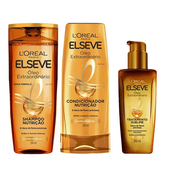 KIT ELSEVE SHAMPOO + CONDICIONADOR + ÓLEO EXTRAORDINÁRIO