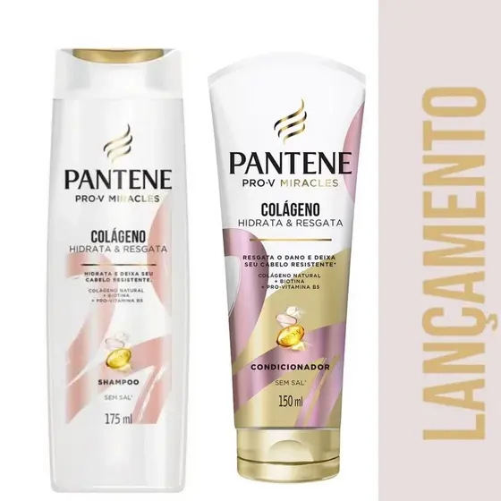 Kit Pantene Colágeno – Shampoo 300ml + Condicionador 150ml | Força e Hidratação Profunda