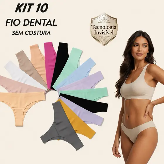 Kit 10 Calcinha sem Costura Fio Dental Não Marca dia a dia