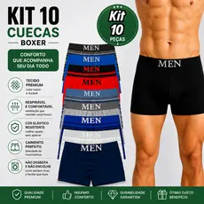Kit 10 Cueca Boxer Masculino Adulto Premium Confortável Otima