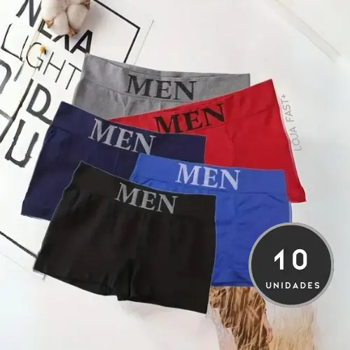 Kit 10 Cuecas Boxer Microfibra Adulto Premium Confortável
