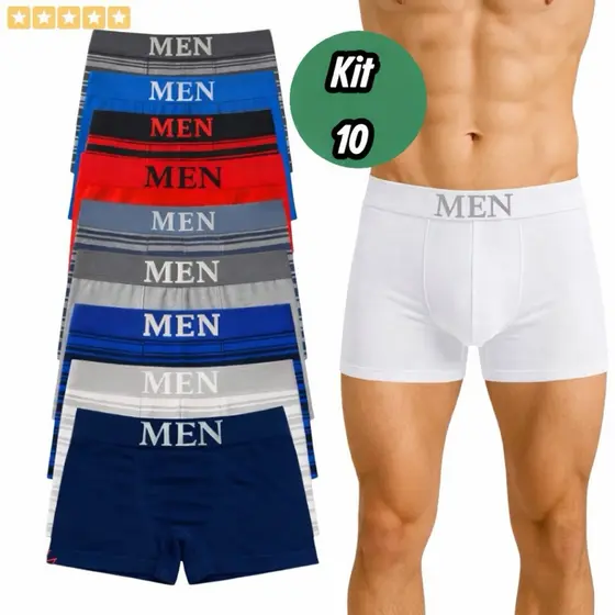 Kit 10 Cuecas Boxer Masculino Adulto Premium Confortável