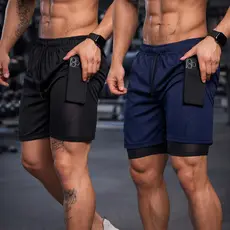 Kit 2 Shorts Dry Masculino 2 em 1 Duplo P ao G3 Plus Size Treino, Academia e Corrida