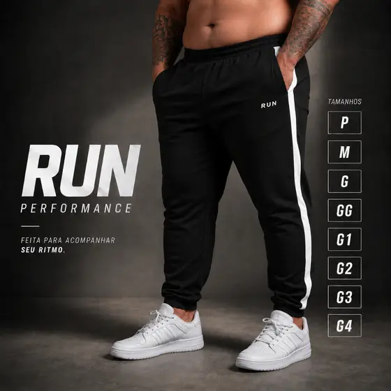 Calça Jogger Plus Size Masculina G1 G2 G3 G4 Academia Tactel RUN